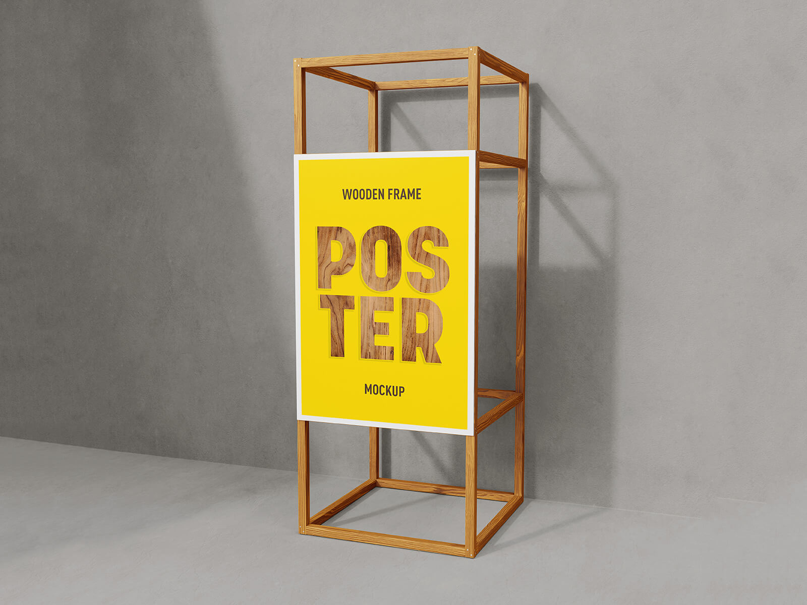 Free Wooden Frame Poster Mockup PSD