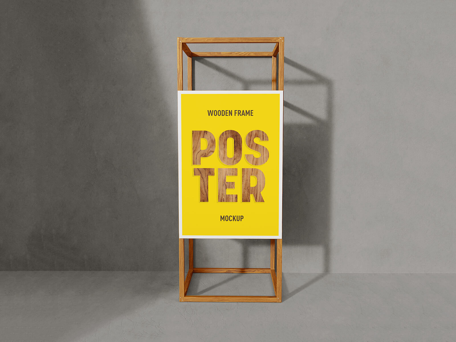 Free Wooden Frame Poster Mockup PSD