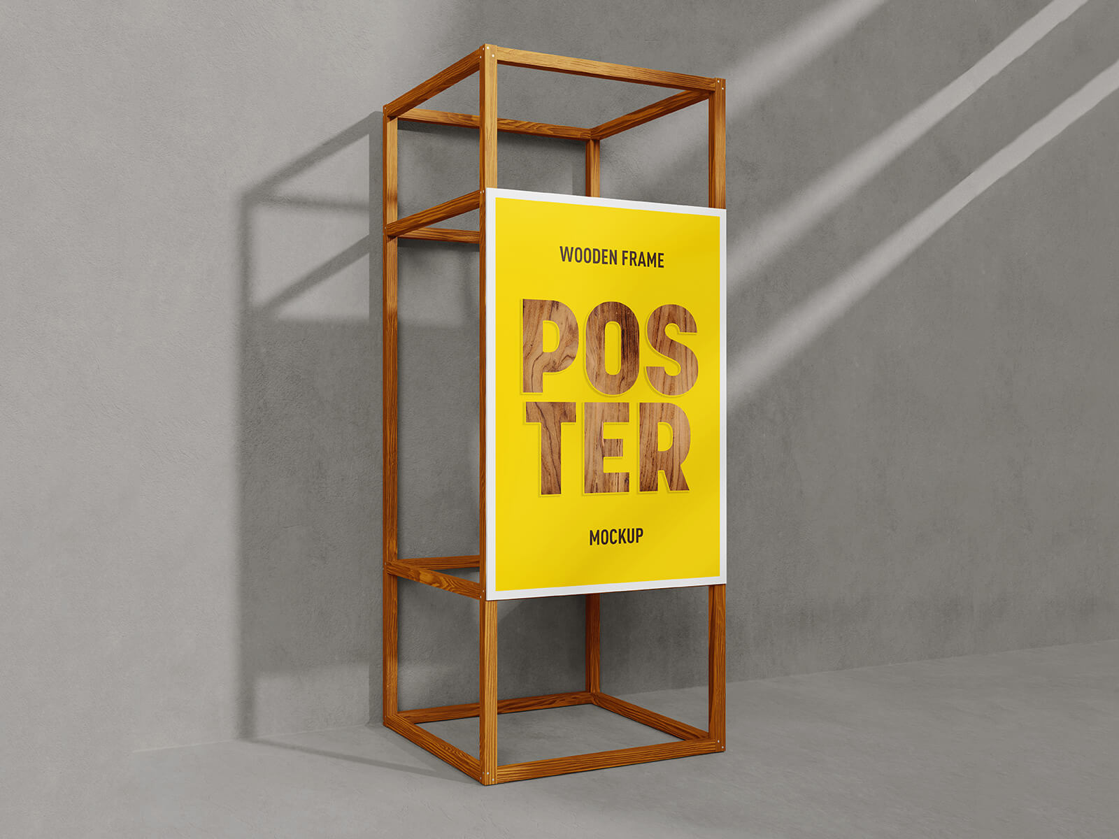 Free Wooden Frame Poster Mockup PSD