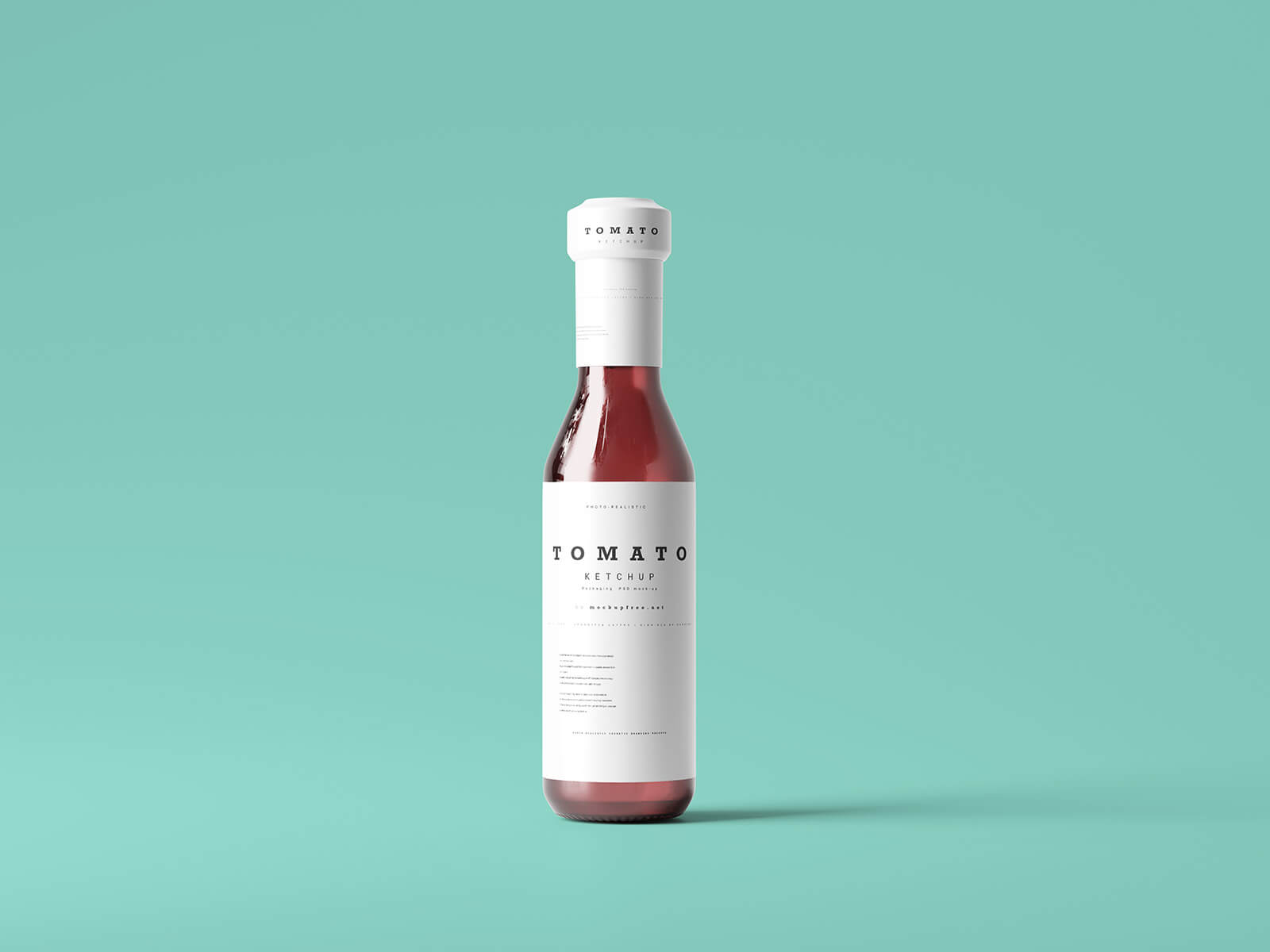 Free Glass Tomato Ketchup Bottle Mockup PSD