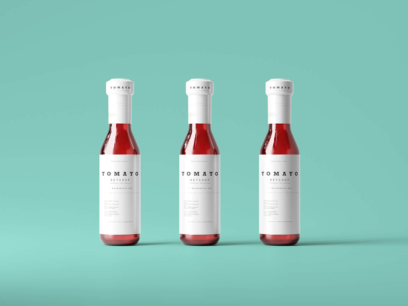 Free Glass Tomato Ketchup Bottle Mockup PSD