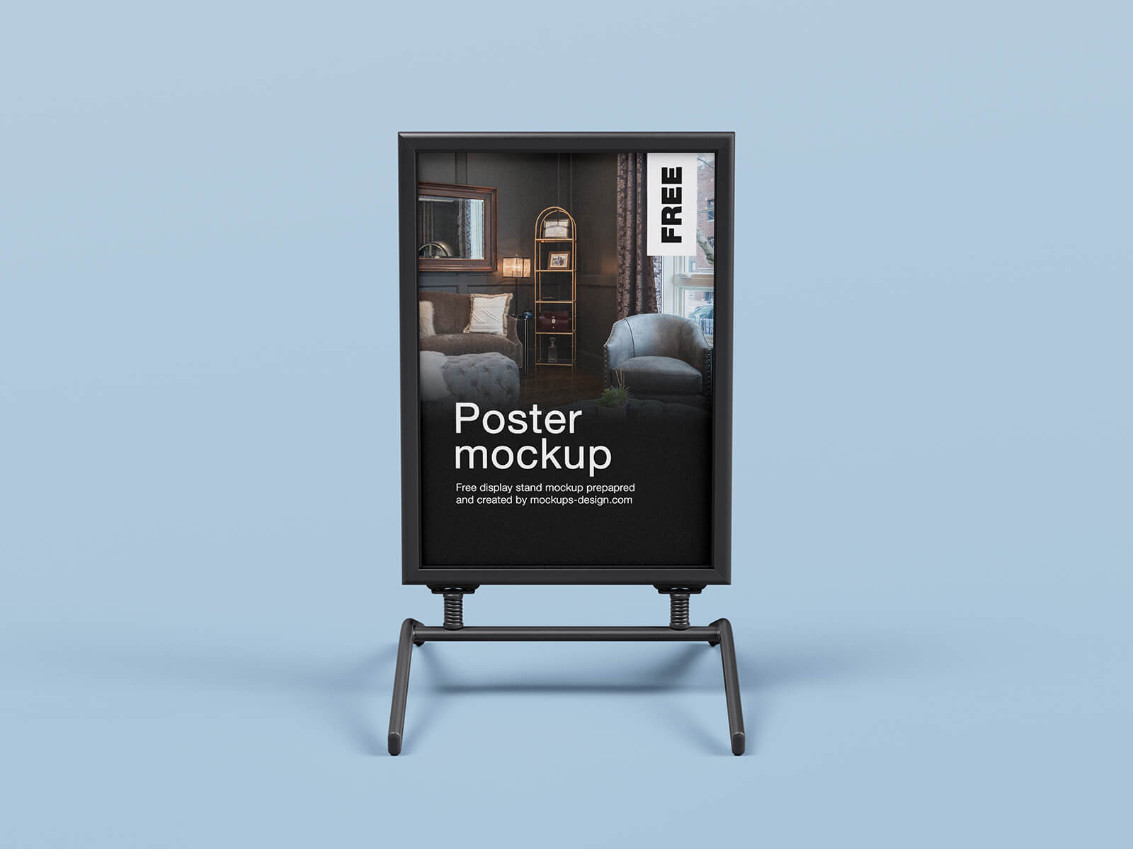 Free Poster Display Stand Mockup PSD