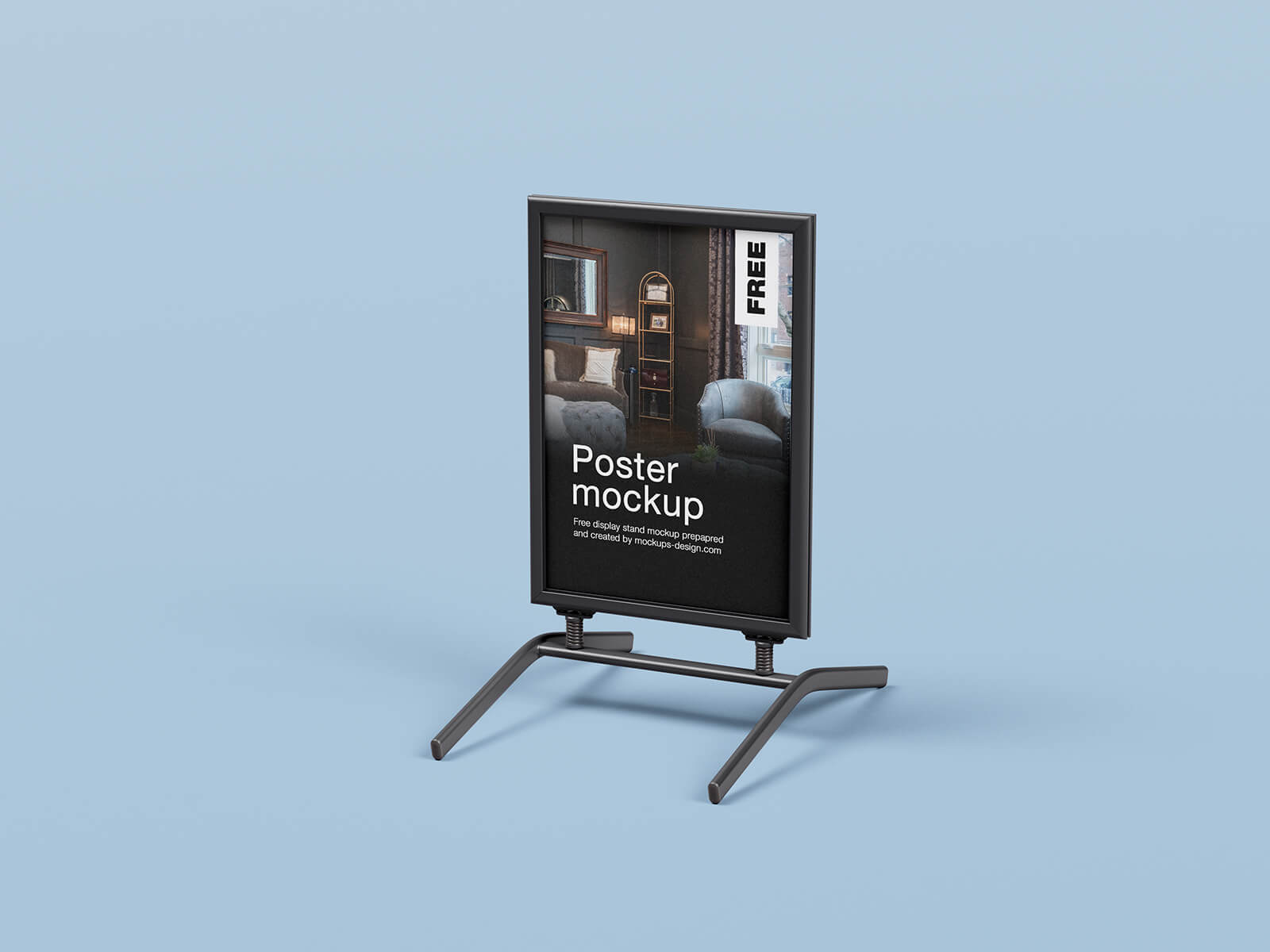 Free Poster Display Stand Mockup PSD