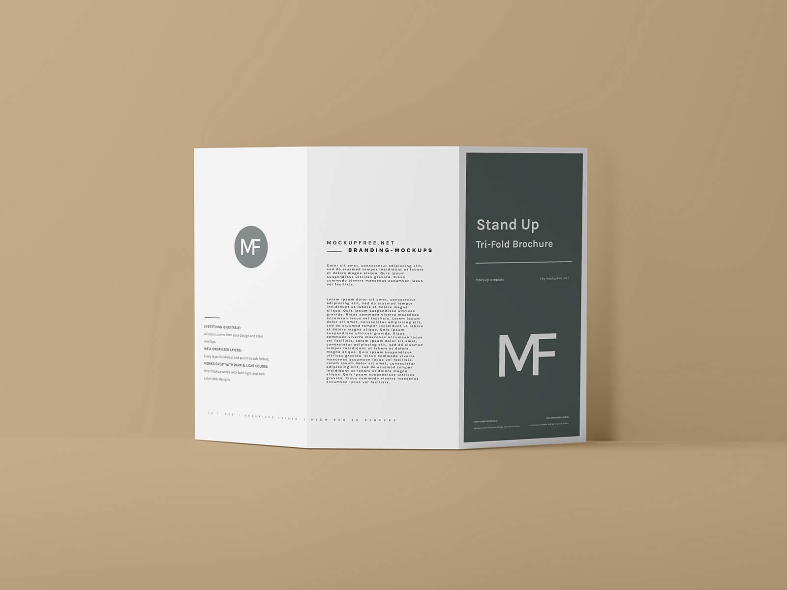 Free Stand-Up Tri-Fold Brochure Mockup PSD Files