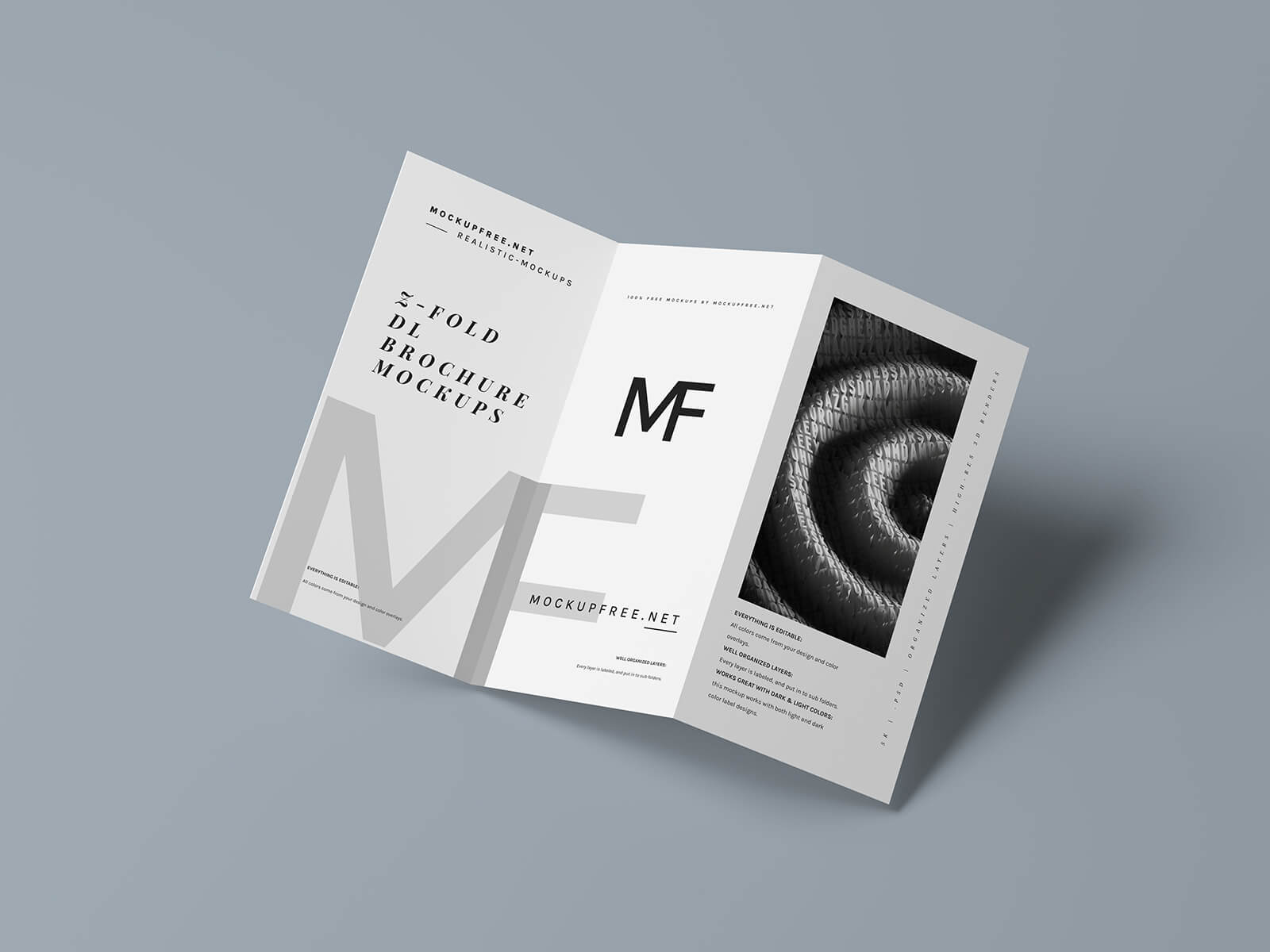 Free DL Z-Fold Brochure Mockup PSD