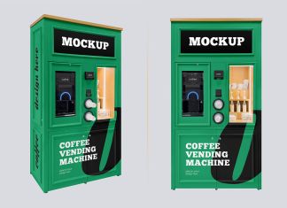 Free Coffee Vending Machine Mockup PSD