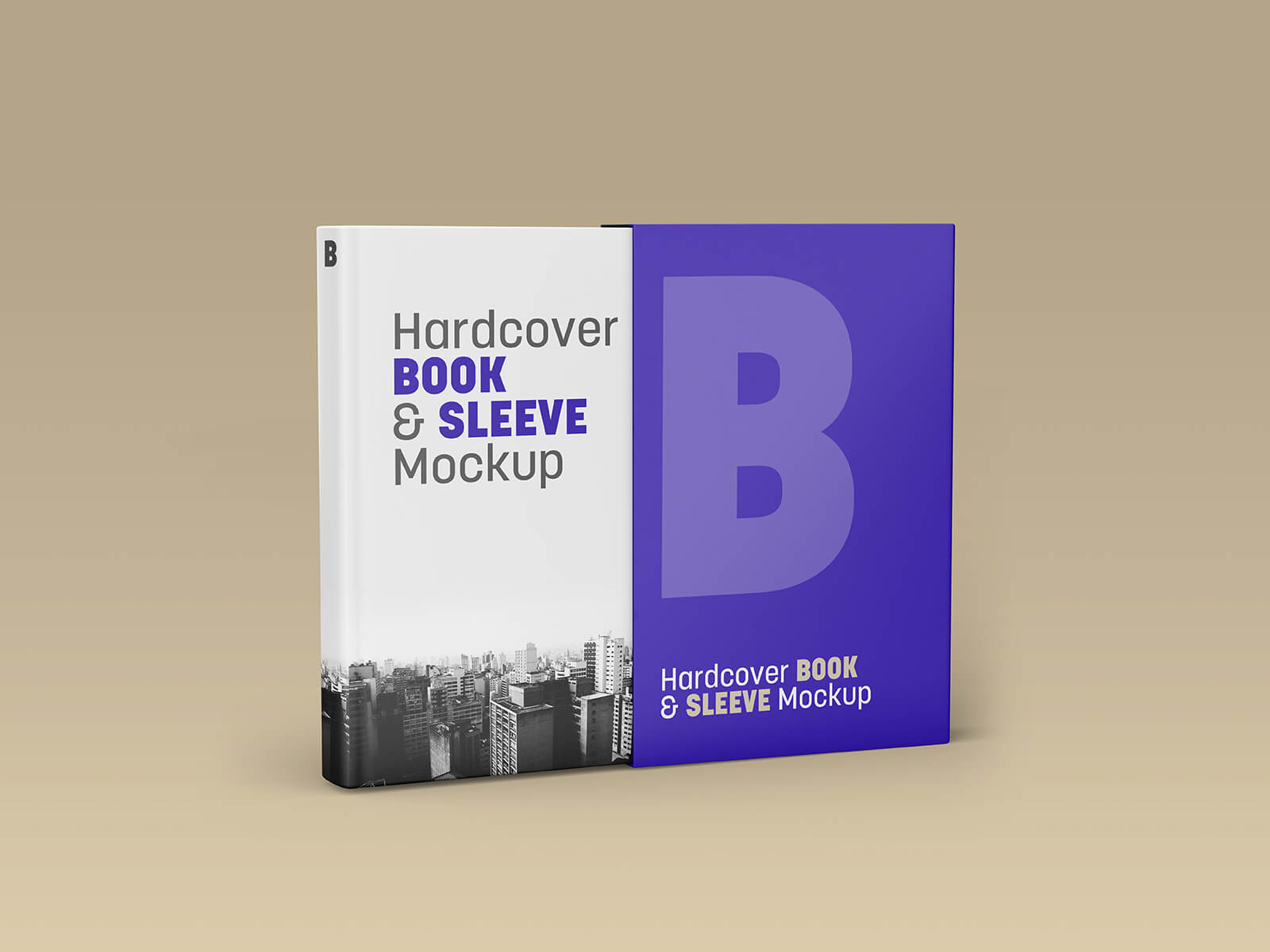Free Hardcover Book & Sleeve Mockup PSD