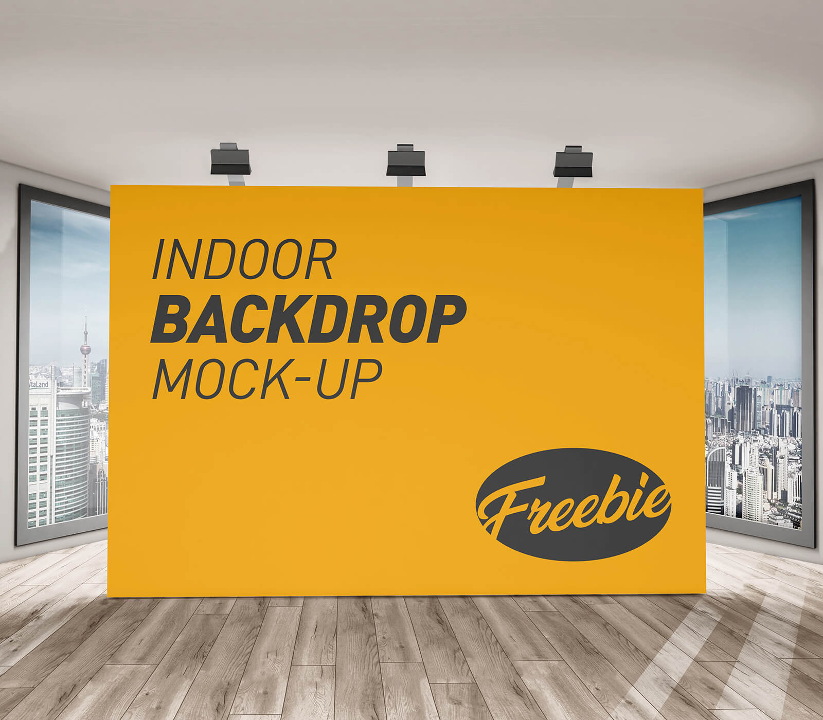 Free Indoor Advertising Backdrop Banner Mockup PSD Set - Good Mockups