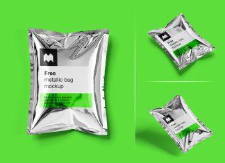 Free Metallic Product Packaging Bag Mockup PSD