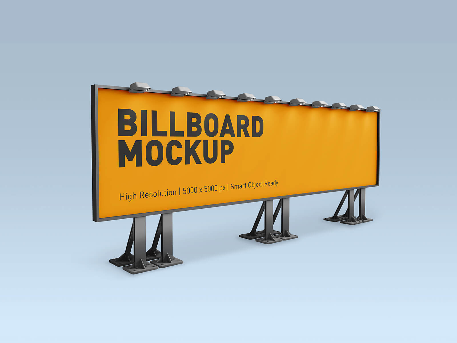 Free Outdoor Advertising Long Billboard Mockup PSD