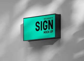 Free-Rectangle-Wall-Mounted-Street-Sign-Mockup PSD