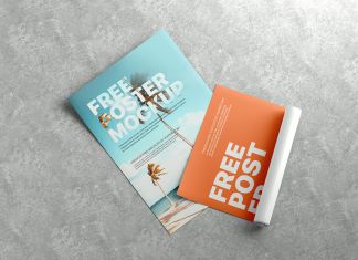 Free Rolled & Flat Poster Mockup PSD