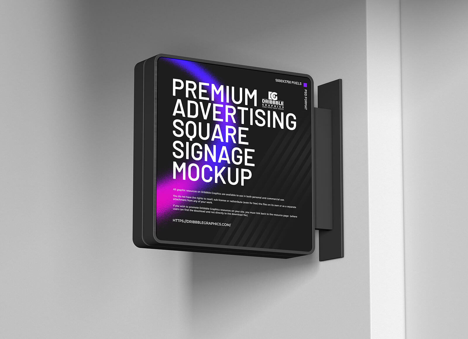 Free Rounded Square Sign Board Mockup PSD