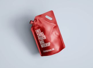Free Sauce Standing Pouch Mockup PSD