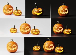 Halloween Scary Pumpkin Carving Stencils 2023 Mockup PSD