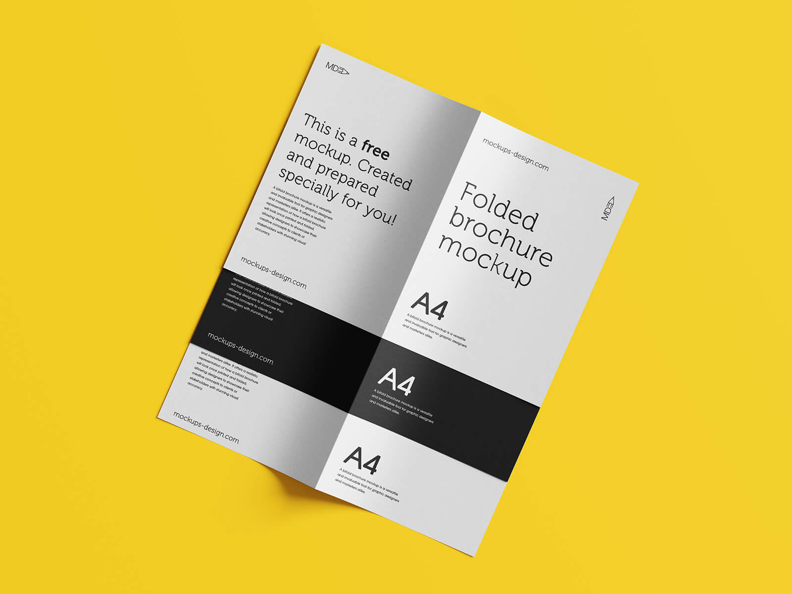 Free A4-A5-A6 Bi-Fold Brochure Mockup PSD