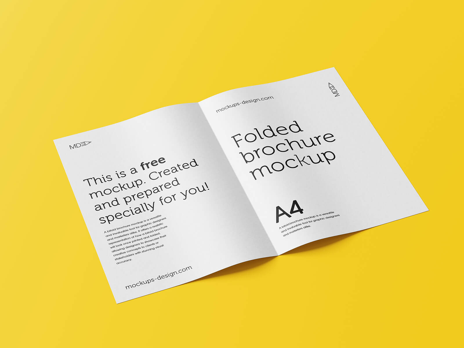 Free A4-A5-A6 Bi-Fold Brochure Mockup PSD