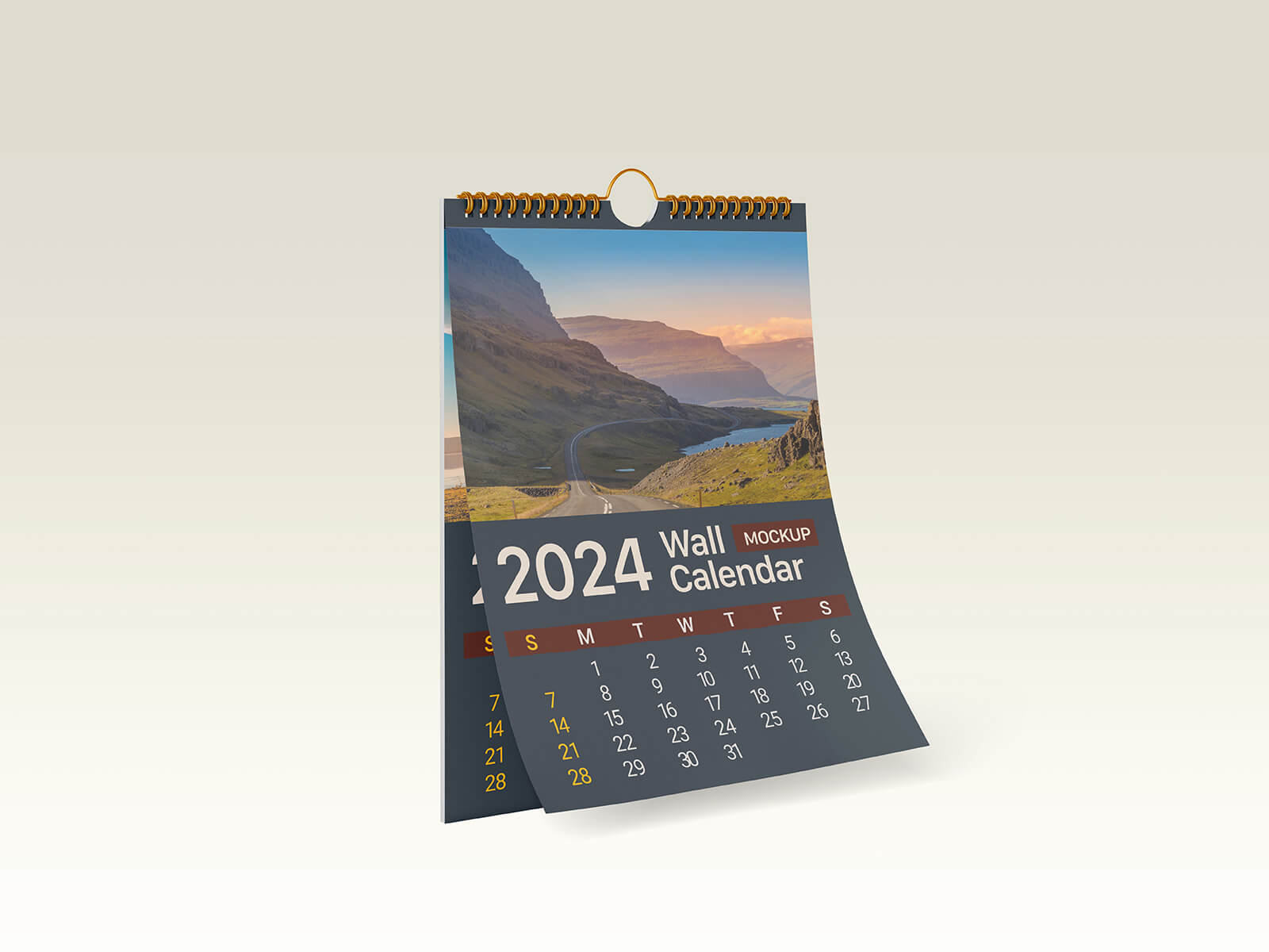 Free 2024 Wall Calendar Mockup PSD Set