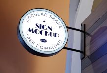 Free Circular Signage Mockup PSD