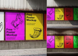 Free Lined-Up Street Poster Mockup PSD Set