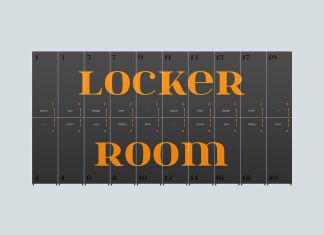 Free Locker Room Storage Cabinets Mockup PSD