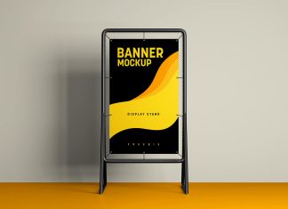 Free-Outdoor-Poster-Banner-Display-Stand-Mockup-PSD