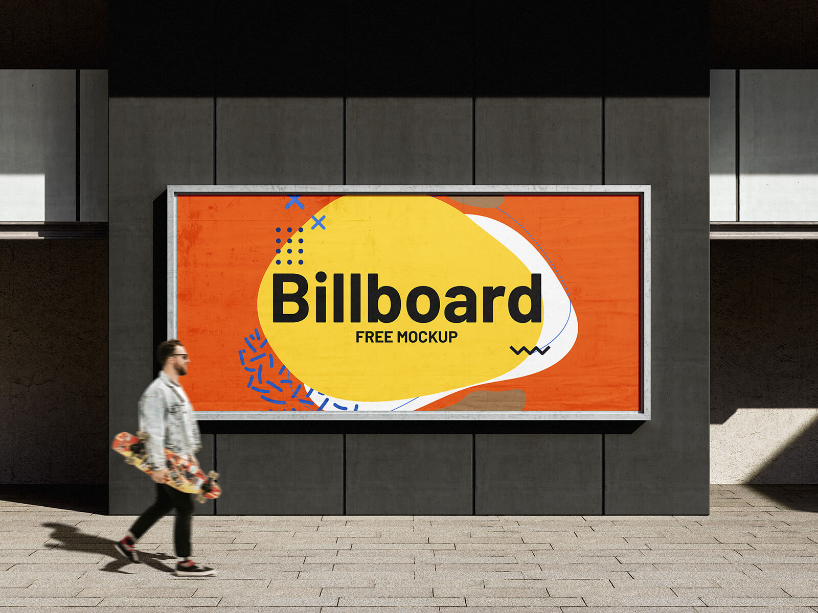 Free Outdoor Street Wall Billboard Mockup PSD