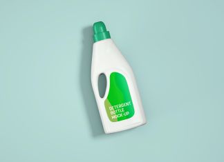 Free Plastic Detergent Bottle Mockup PSD