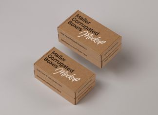 Free Stacked Mailer Corrugated Boxes Mockup PSD