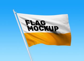 Free Waving Country Flag Mockup PSD