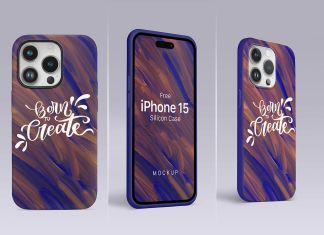 Free iPhone 15 Pro Silicon Case Mockup PSD