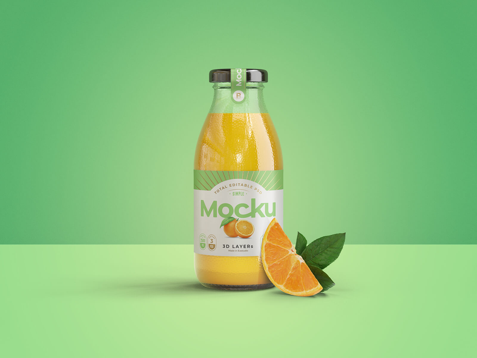 Free Premium Orange Juice Bottle Mockup PSD