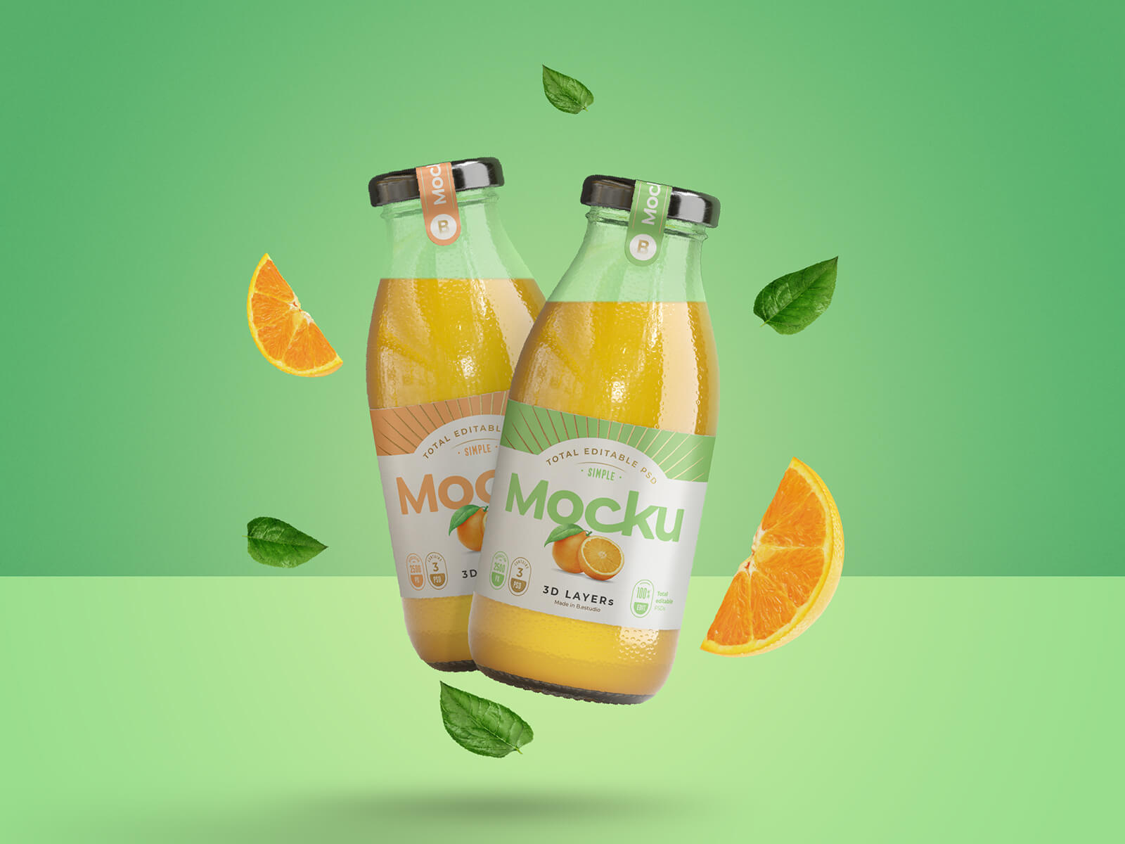 Orange juice bottle mockup