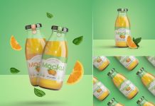 Free Premium Orange Juice Bottle Mockup PSD