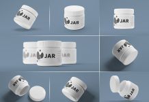 8 Free White Plastic Cosmetic Cream Jar Mockup PSD File