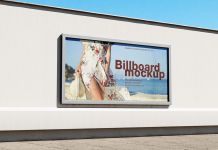 Free Clean & Simple Wall Mounted Billboard Mockup PSD