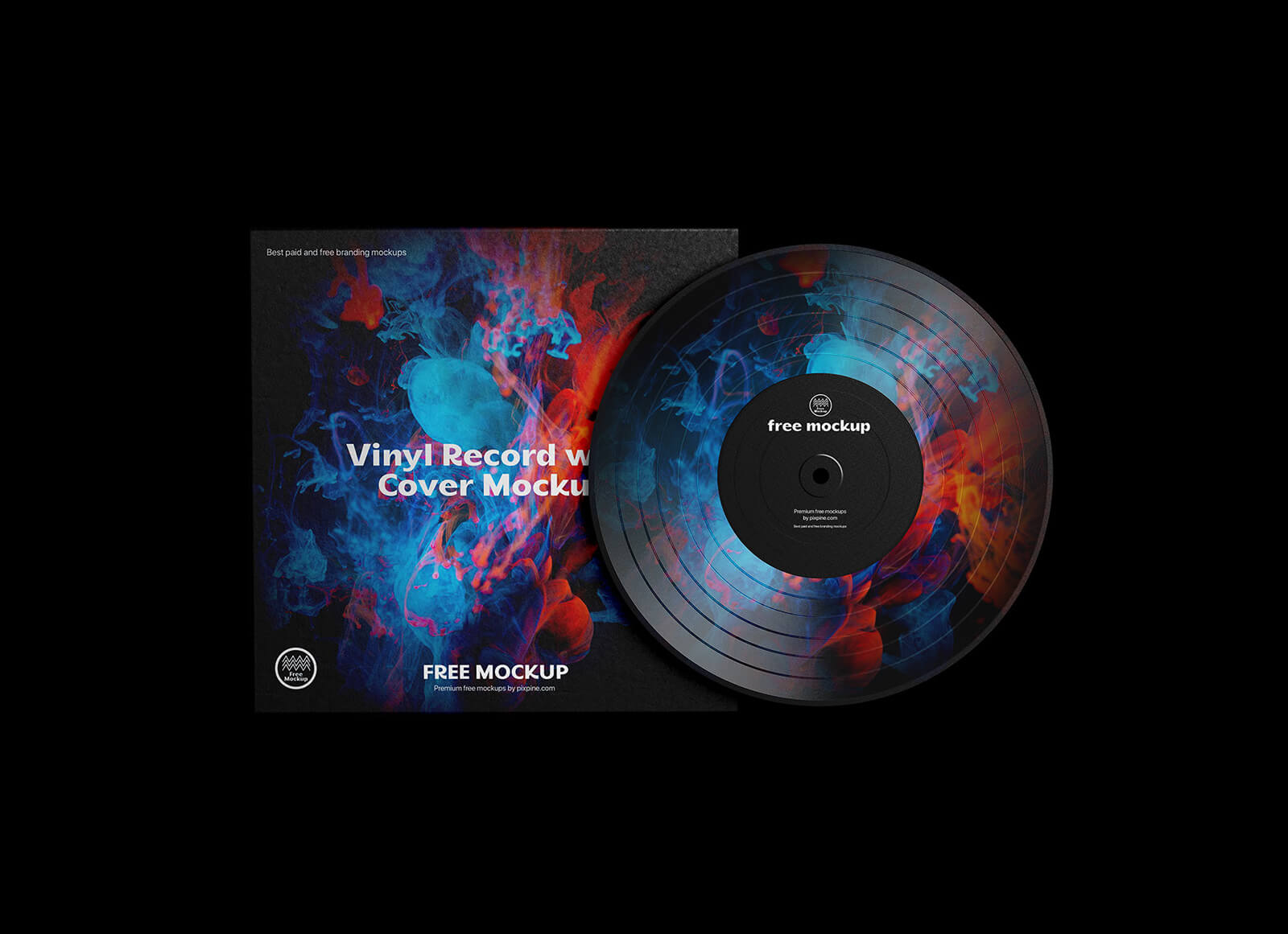 Free Music Vinyl Record With Cover Mockup PSD