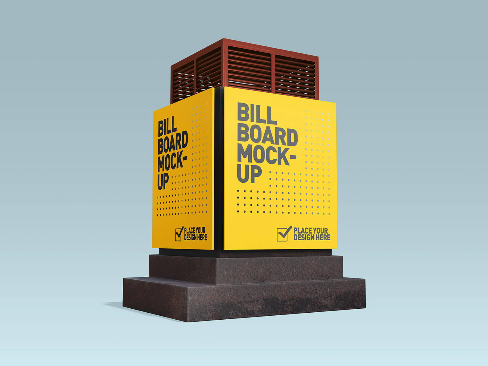 Free Outdoor Advertising Square Pillar Billboard Mockup PSD