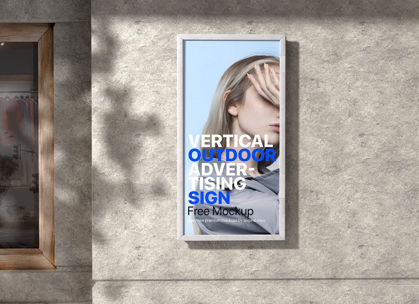 Free Vertical Outdoor Advertising Sign Mockup PSD