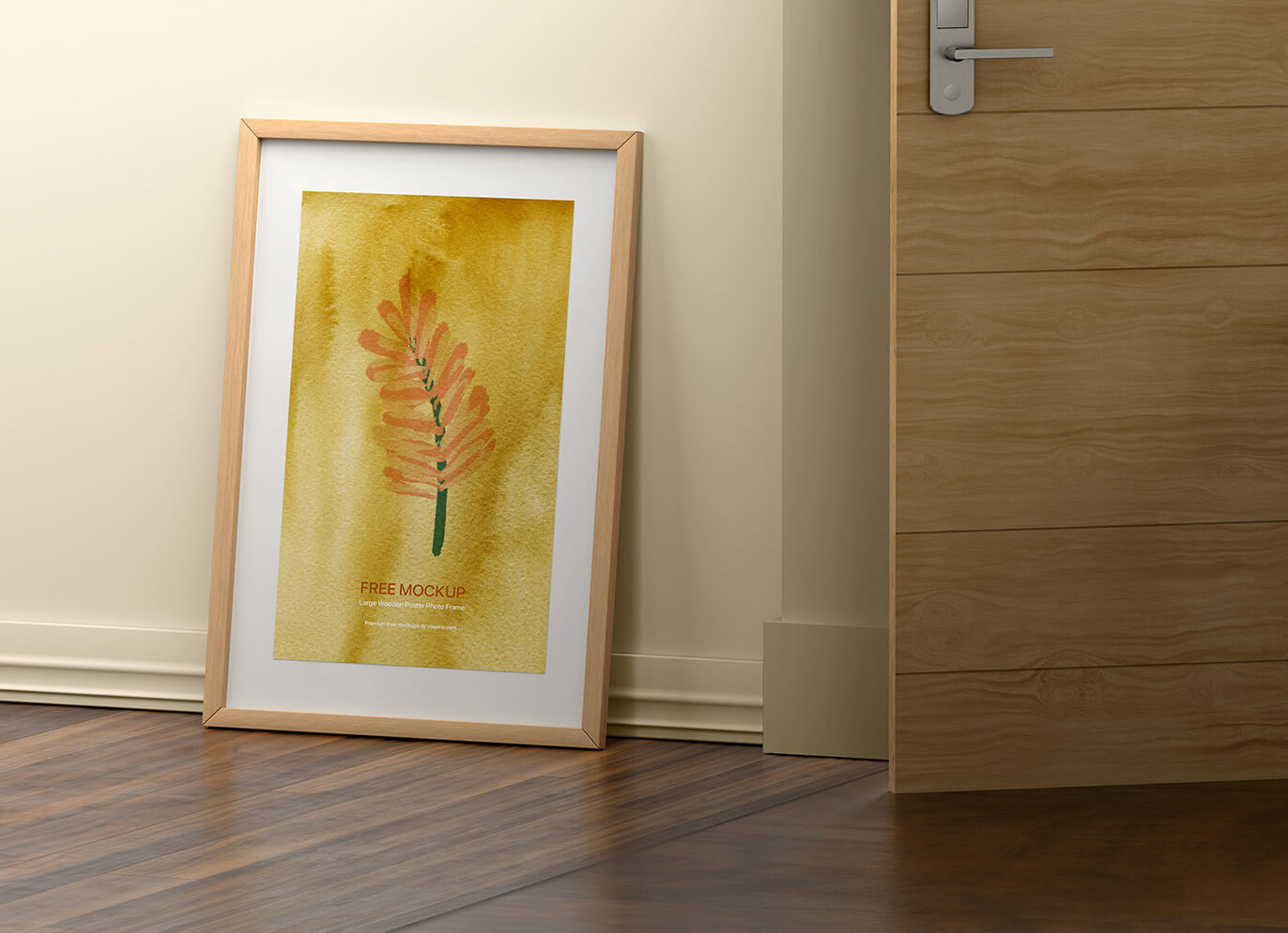 Free-Wooden-Wall-Frame-Poster-Mockup-PSD