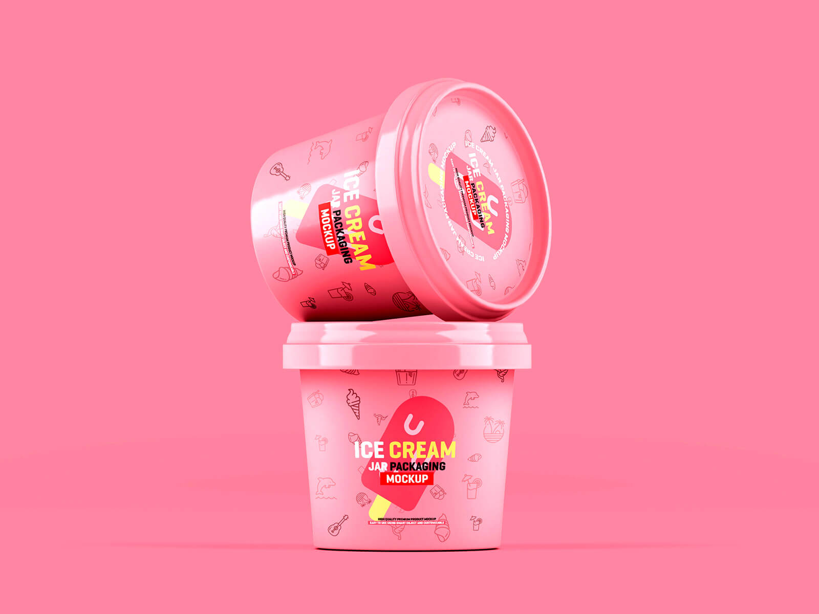 Free Ice Cream Tub Mockup PSD 