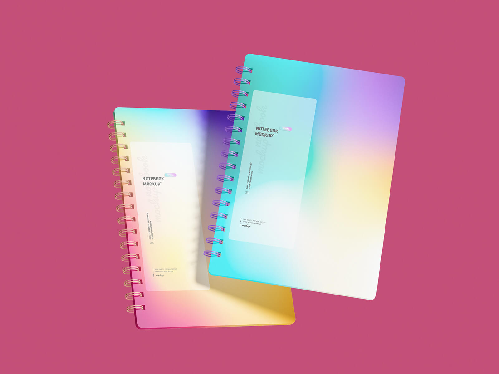 Free Shadow Overlay Spiral Notebook Mockup