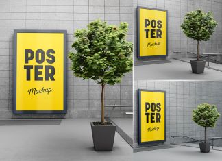 Free Outdoor Advertising Large Wall Poster Mockup PSD