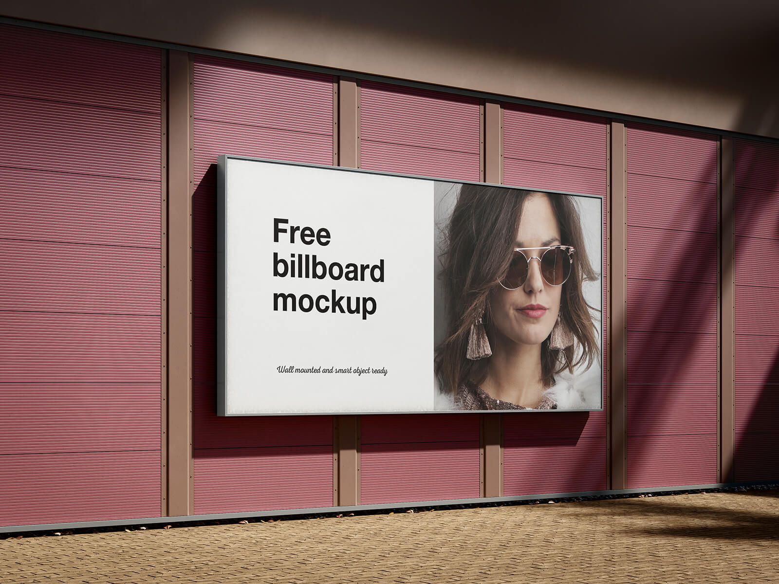 Free Customizable Mounted Billboard Mockup PSD