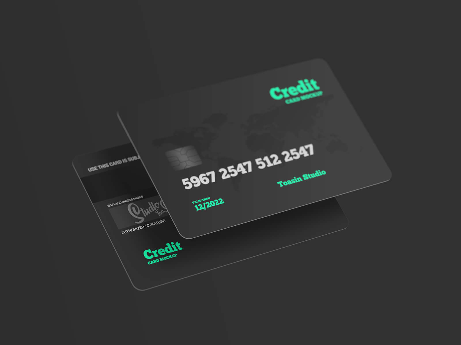 Free Dark Credit Bank Card Mockup PSD