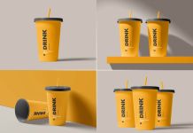 Free Juice Soda Drink Disposable Cup Mockup PSD