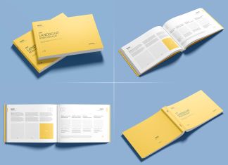Free Landscape Softcover Book Mockup PSD