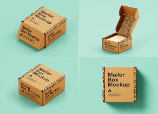 Free Small Square Mailer Box Mockup PSD