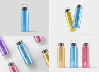 Free Stainless Steel Thermal Bottle Mockup PSD
