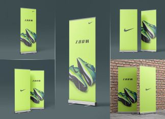 Free Rollup Trade Show Banner Mockup PSD Set